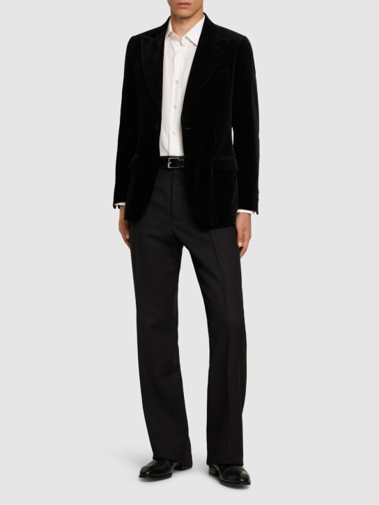 Lardini: Attitude velvet blazer - Black - men_1 | Luisa Via Roma