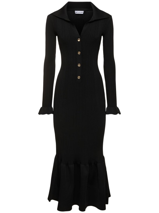Self-portrait: Fluted rib knit midi dress - women_0 | Luisa Via Roma