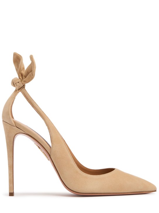 Aquazzura: 105mm Bow Tie suede pumps - women_0 | Luisa Via Roma