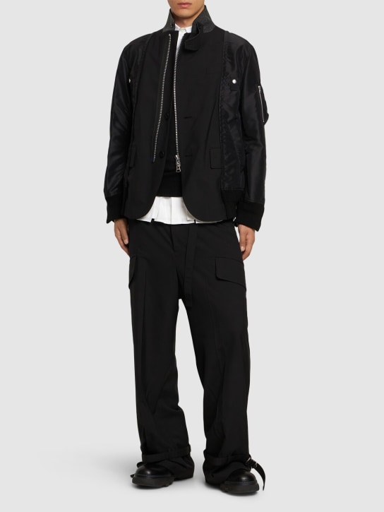 Sacai: Wool blend suiting cargo pants - men_1 | Luisa Via Roma