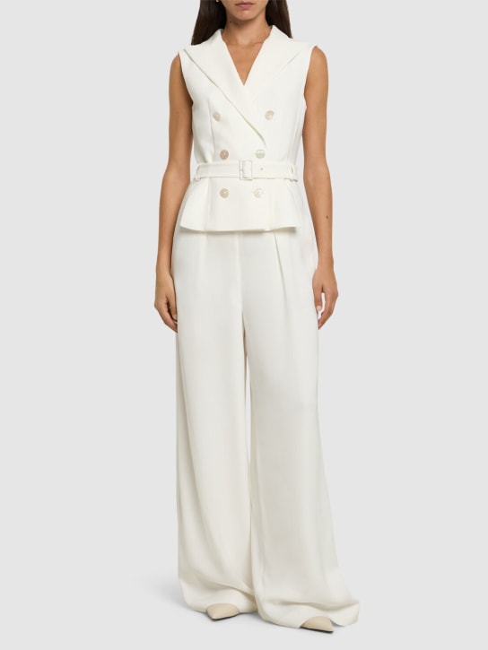 Alberta Ferretti: Sleeveless stretch cady jumpsuit - Ivory - women_1 | Luisa Via Roma