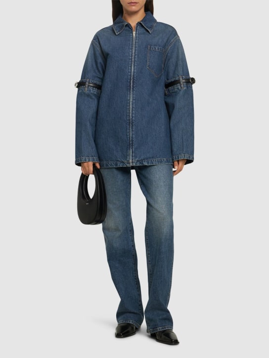 Coperni: Hybrid cotton denim jacket - Blue Vintage - women_1 | Luisa Via Roma