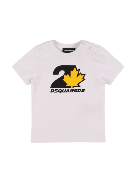 Dsquared2: Bedrucktes T-Shirt aus Baumwolljersey - Weiß - kids-boys_0 | Luisa Via Roma