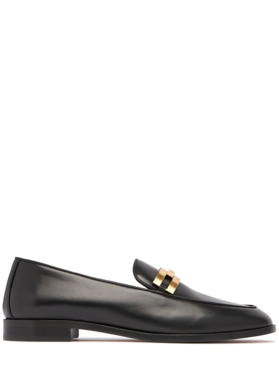 Aquazzura: 10mm Brandi leather loafers - Black - women_0 | Luisa Via Roma