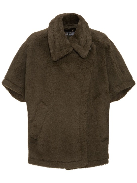 Max Mara: Tebe1 alpaca & wool blend teddy cape - Khaki - women_0 | Luisa Via Roma