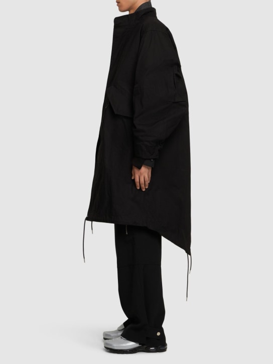 Sacai: Cotton blend ripstop long coat - Black - men_1 | Luisa Via Roma