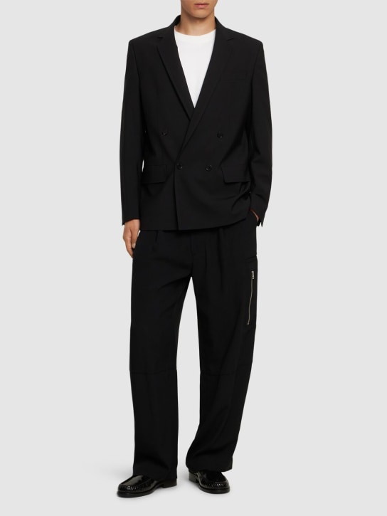 MSGM: Blazer en laine mélangée légère - Noir - men_1 | Luisa Via Roma