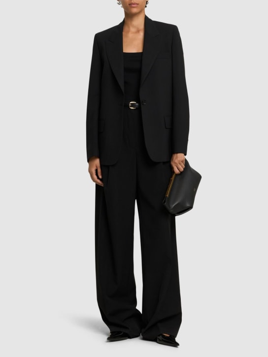 MSGM: Einreihiges Jackett aus Wollmischsatin - Schwarz - women_1 | Luisa Via Roma