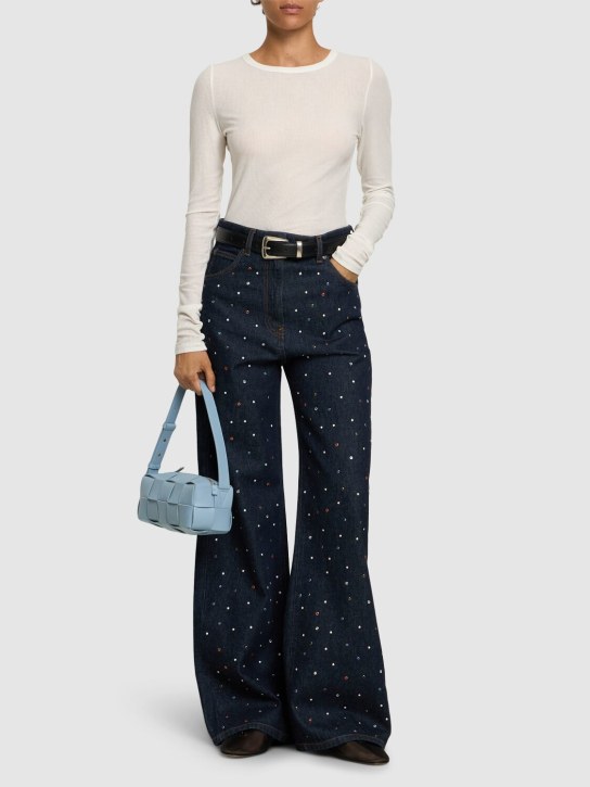 MSGM: Embellished denim low waist wide jeans - women_1 | Luisa Via Roma