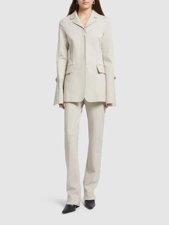 Sportmax: Cabreo viscose interlock blazer - Beige - women_1 | Luisa Via Roma