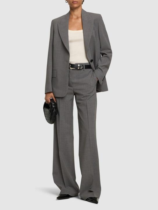 MSGM: Wool blend tailored flared pants - Gri - women_1 | Luisa Via Roma