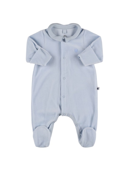 Petit Bateau: Printed cotton romper - Light Blue - kids-boys_0 | Luisa Via Roma