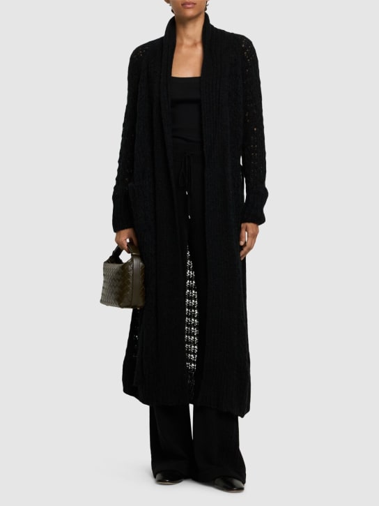 Ermanno Scervino: Cardigan lungo in misto mohair - Nero - women_1 | Luisa Via Roma