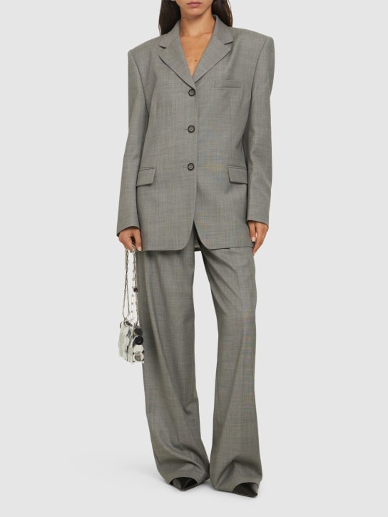 Magda Butrym: Blazer en laine stretch à simple boutonnage - Gris - women_1 | Luisa Via Roma