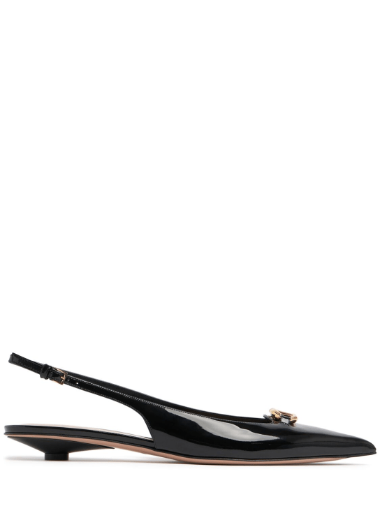 Valentino Garavani: 20mm Vlogo patent leather slingbacks - Black - women_0 | Luisa Via Roma