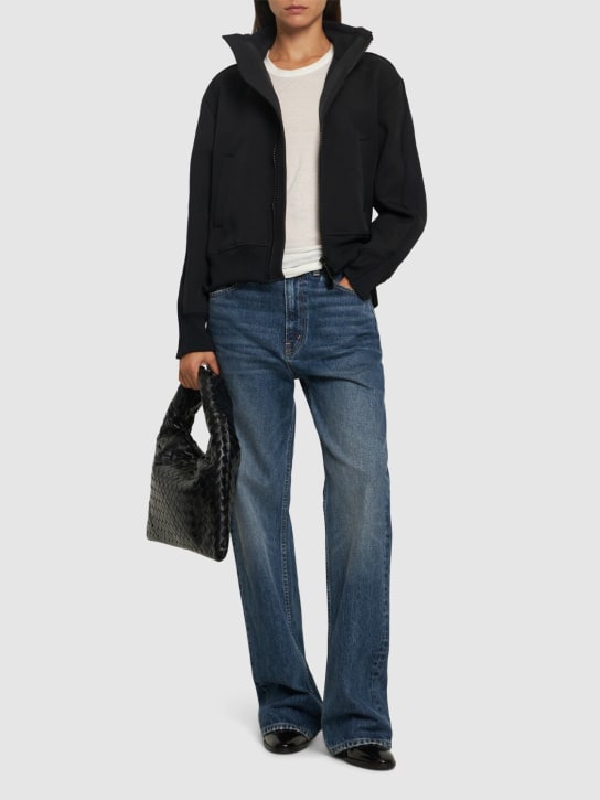 Sacai: Technical jersey jacket - Black - women_1 | Luisa Via Roma