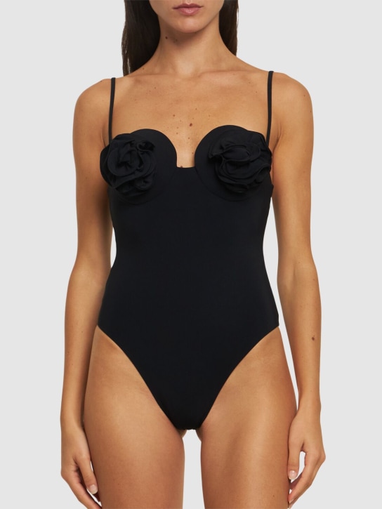 Magda Butrym: Lycra roses one piece swimsuit - Black - women_1 | Luisa Via Roma