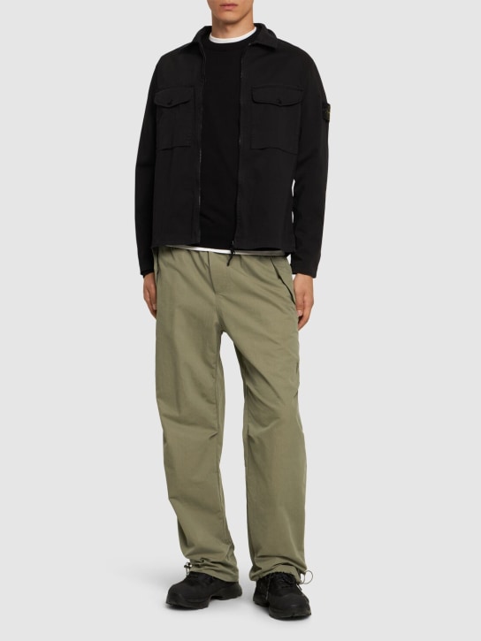 Stone Island: Stretch cotton zip-up overshirt - men_1 | Luisa Via Roma