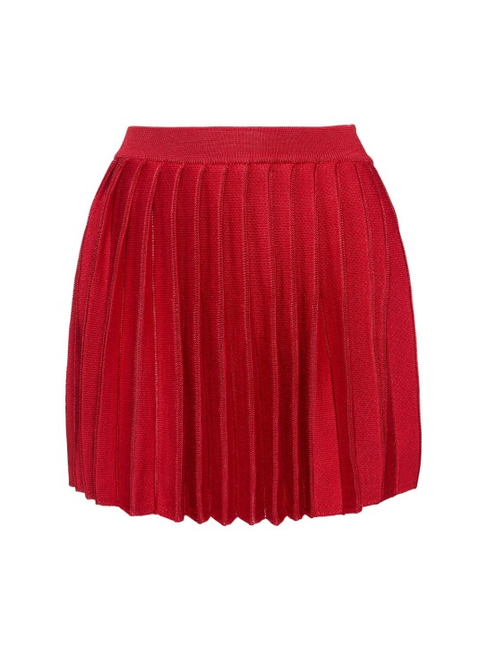 Self-portrait: Pleated knit mini skirt - Red - women_0 | Luisa Via Roma