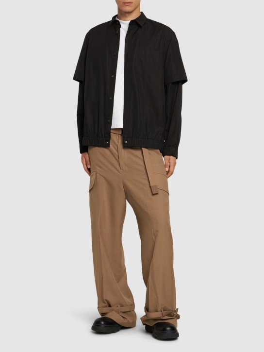 Sacai: Cotton poplin shirt - Black - men_1 | Luisa Via Roma