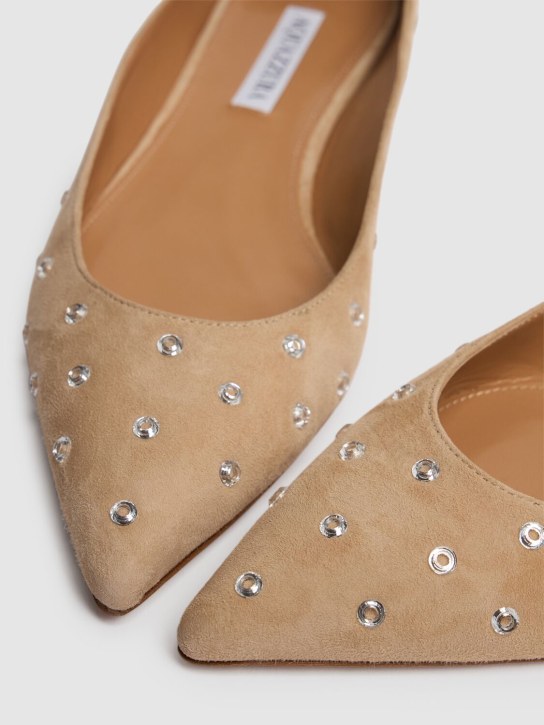 Aquazzura: 10毫米Love Affair麂皮&水晶平底鞋 - 裸色 - women_3 | Luisa Via Roma
