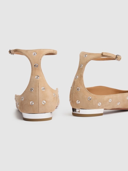 Aquazzura: 10毫米Love Affair麂皮&水晶平底鞋 - 裸色 - women_4 | Luisa Via Roma