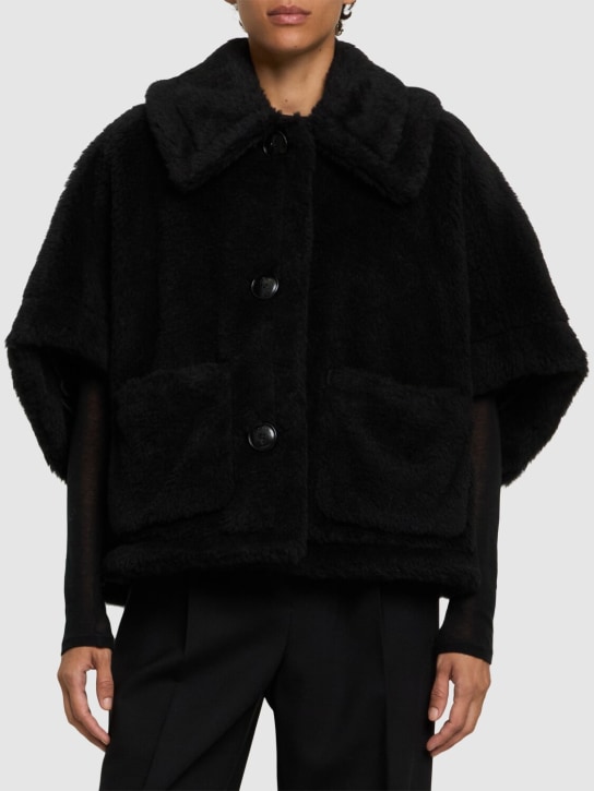 Max Mara: New Terzo1 teddy cape - Black - women_1 | Luisa Via Roma