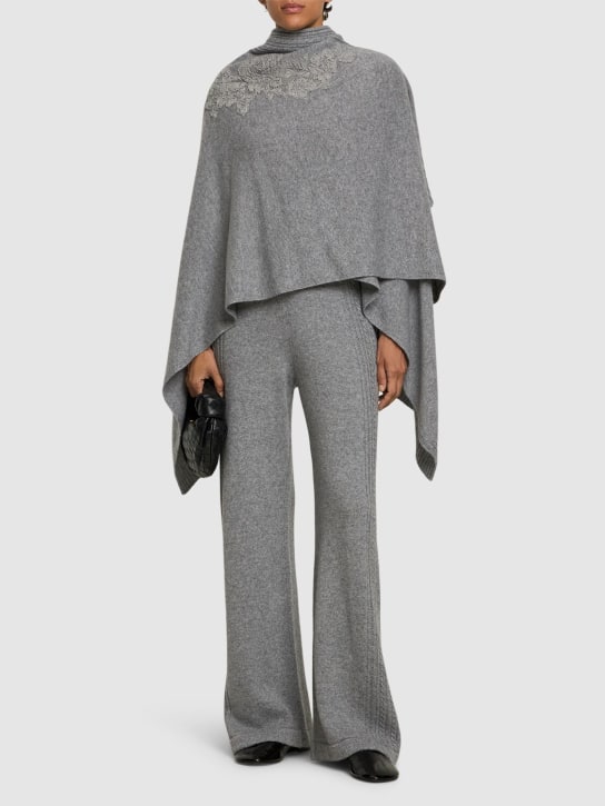 Ermanno Scervino: Embroidered knit cape cardigan - Grey - women_1 | Luisa Via Roma