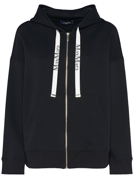 'S Max Mara: Jour cotton jersey zip up sweatshirt - women_0 | Luisa Via Roma