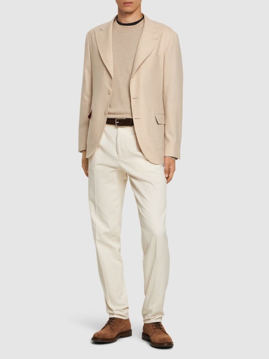 Brunello Cucinelli: Deconstructed wool blend blazer - Sabbia - men_1 | Luisa Via Roma