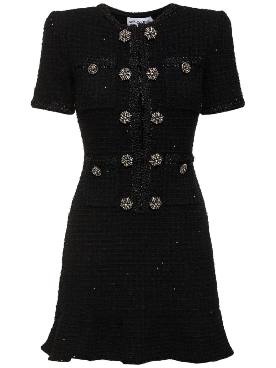 Self-portrait: Embellished knit mini dress - Black - women_0 | Luisa Via Roma