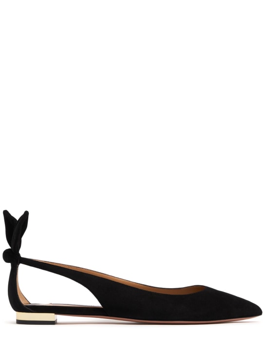 Aquazzura: Ballerines en daim Bow Tie 10 mm - Noir - women_0 | Luisa Via Roma