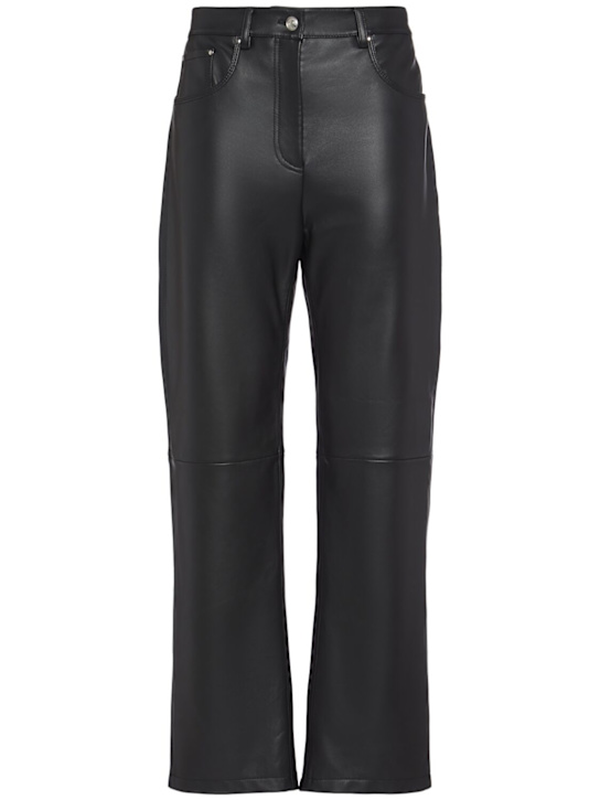 Sportmax: Velo leather straight pants - Black - women_0 | Luisa Via Roma
