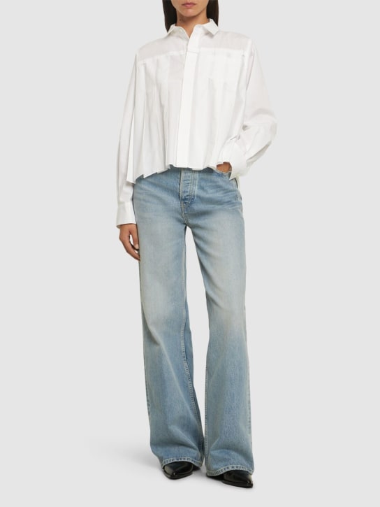 Sacai: Cotton blend poplin shirt - Off White - women_1 | Luisa Via Roma