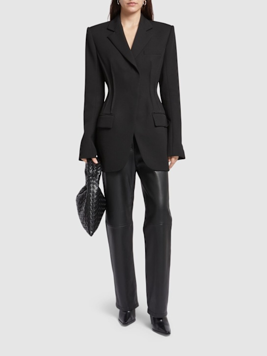 Sportmax: Velo leather straight pants - Black - women_1 | Luisa Via Roma