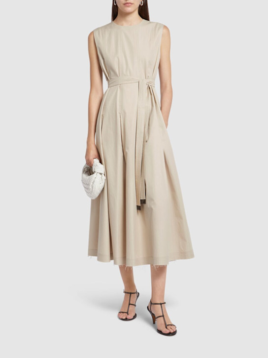 Amina cotton twill belted midi dress - Thumbnail 2