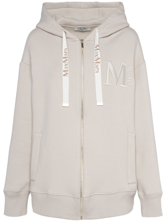'S Max Mara: Pecos jersey zip up hooded sweatshirt - women_0 | Luisa Via Roma