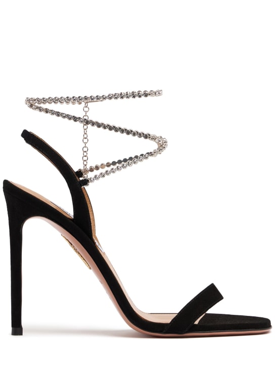 Aquazzura: Sandales en daim Careless Whisper 105 mm - Noir - women_0 | Luisa Via Roma