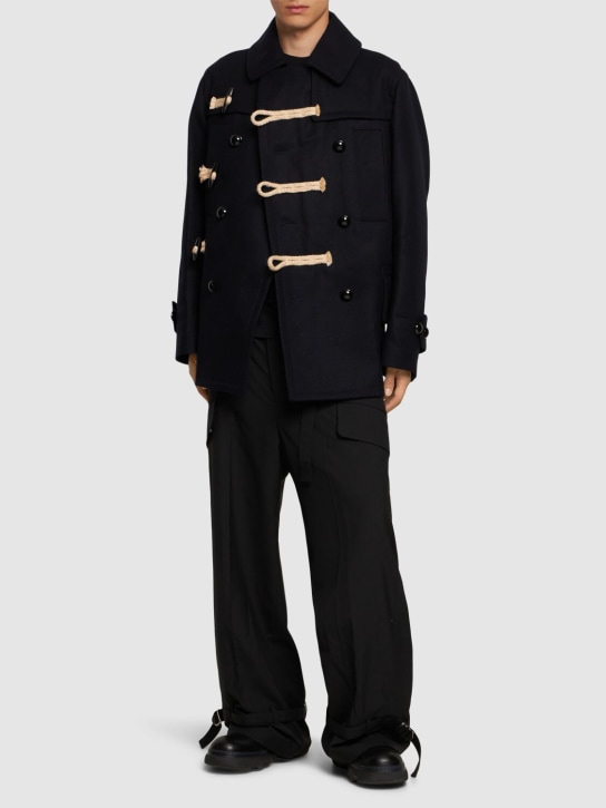 Sacai: Wool jacket - Navy - men_1 | Luisa Via Roma