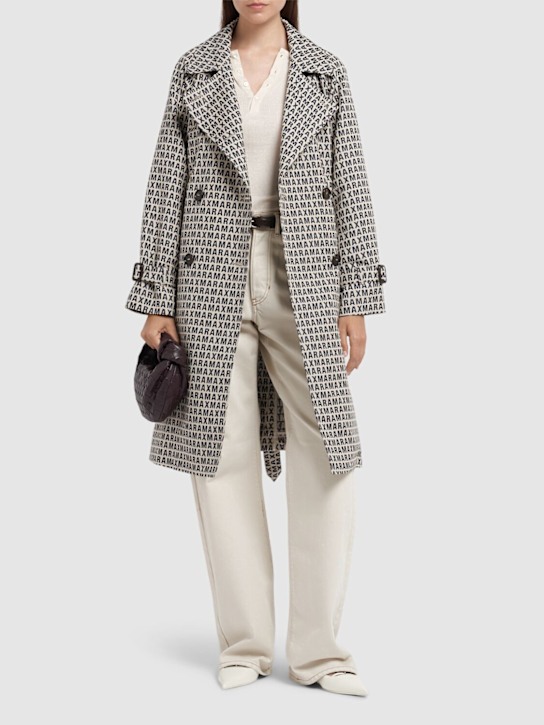 Max Mara: Lucio jacquard logo trench coat - women_1 | Luisa Via Roma