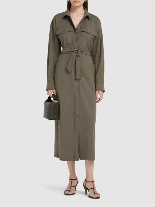 Weekend Max Mara: Clown gabardine midi dress - Green - women_1 | Luisa Via Roma