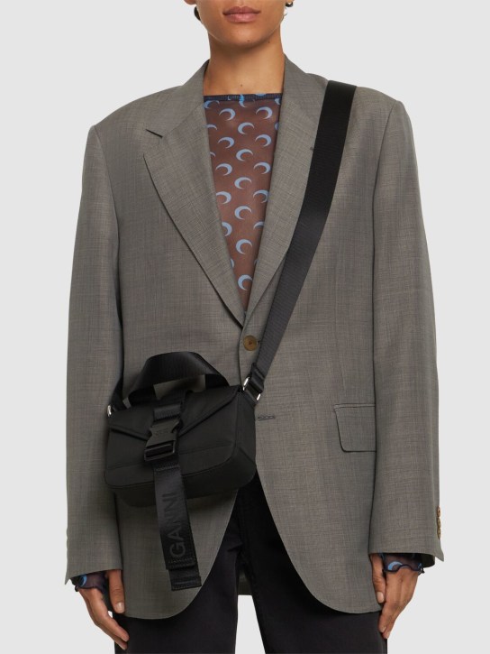 GANNI: Mini Satchel recycled tech shoulder bag - women_1 | Luisa Via Roma