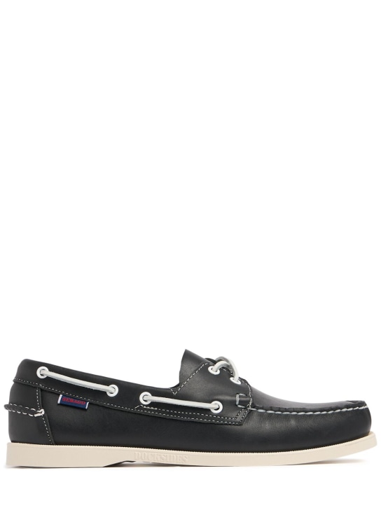 Sebago: Dockside Portland leather loafers - Navy - men_0 | Luisa Via Roma