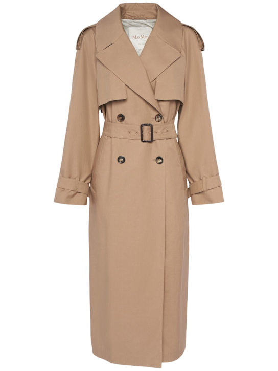 Max Mara: Trench Otello in twill - Cammello - women_0 | Luisa Via Roma