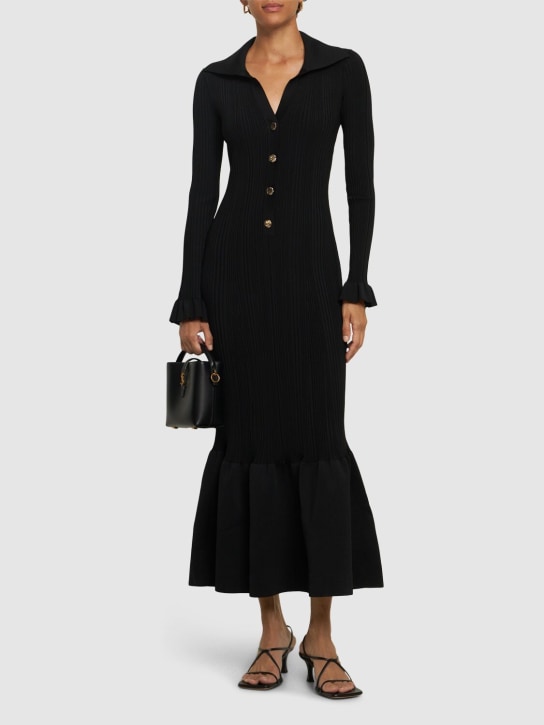 Self-portrait: Fluted rib knit midi dress - women_1 | Luisa Via Roma