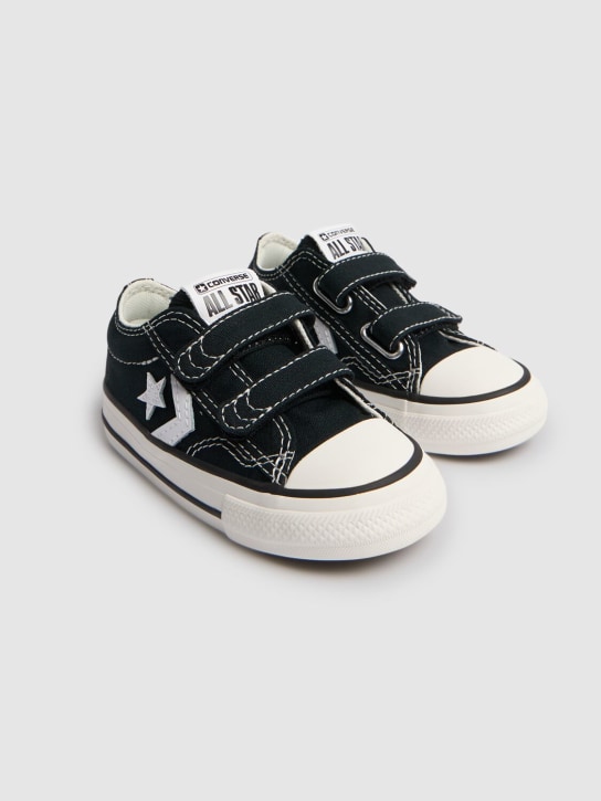 Converse: Cotton canvas strap sneakers - Black - kids-boys_1 | Luisa Via Roma