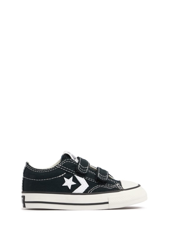 Converse: Cotton canvas strap sneakers - Black - kids-boys_0 | Luisa Via Roma