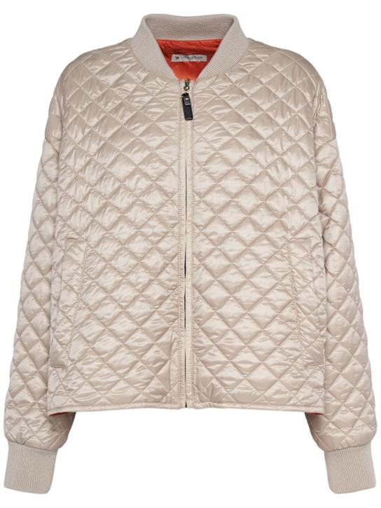 Max Mara: Bomber trapuntato Licia - Beige Chiaro - women_0 | Luisa Via Roma