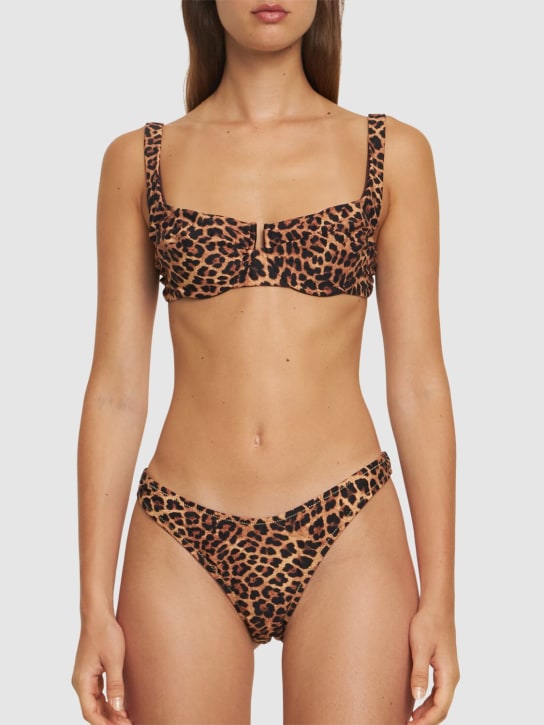 Reina Olga: Brigitte underwired printed bikini set - Beige/Brown - women_1 | Luisa Via Roma