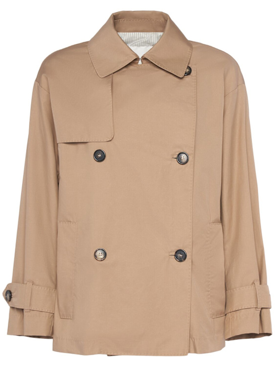 Max Mara: Zeno twill trench coat - women_0 | Luisa Via Roma